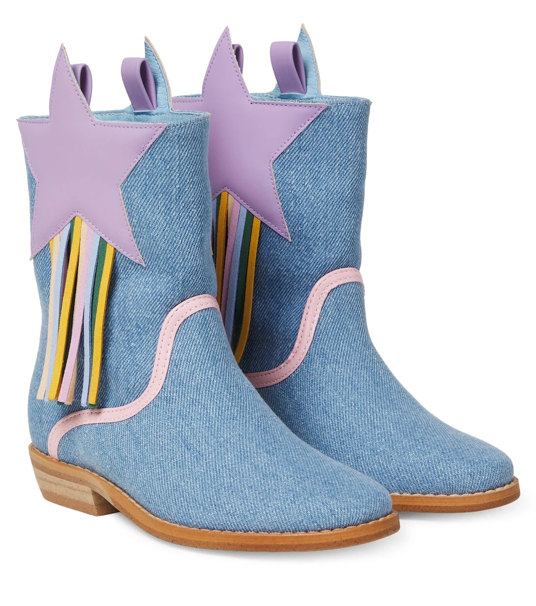 Stella McCartney Kids - Fringed denim cowboy boots
