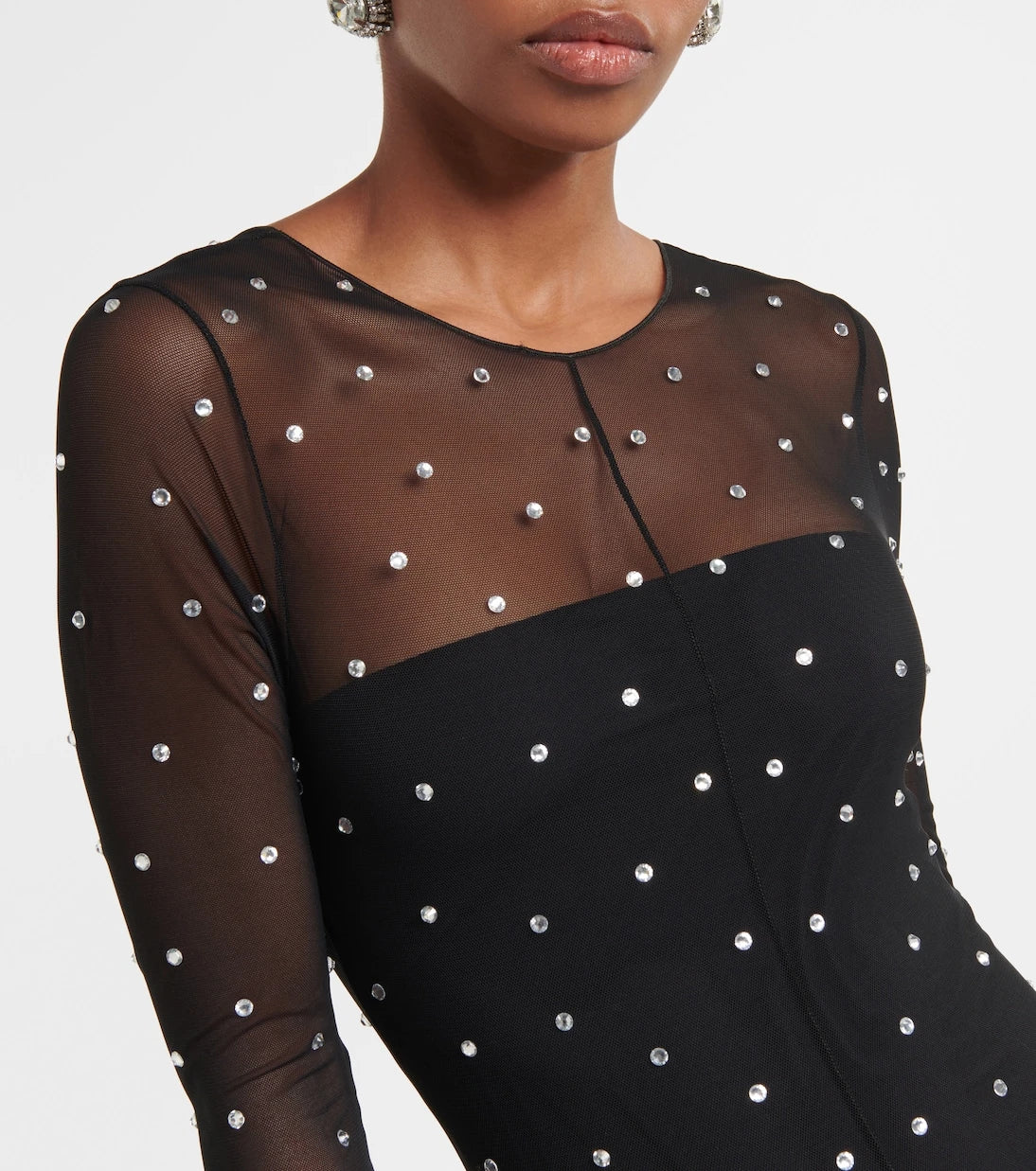 Oséree - Gem embellished mesh jumpsuit