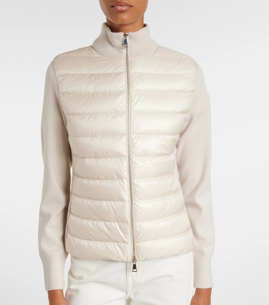 Moncler - Kuş tüyü panelli saf yün hırka