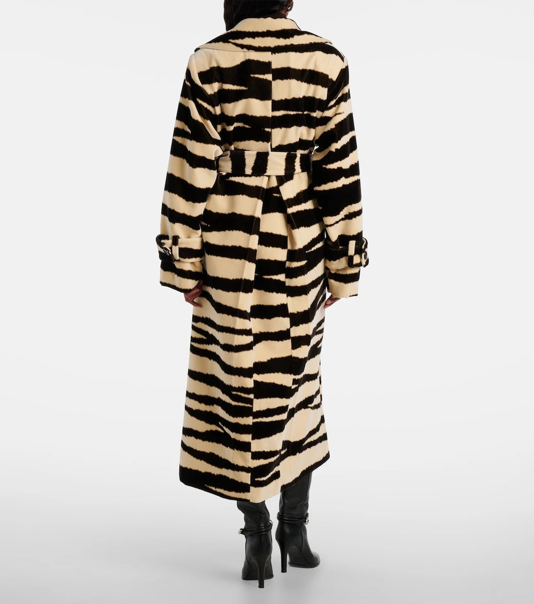Nina Ricci - Zebra-print cotton velvet wrap coat