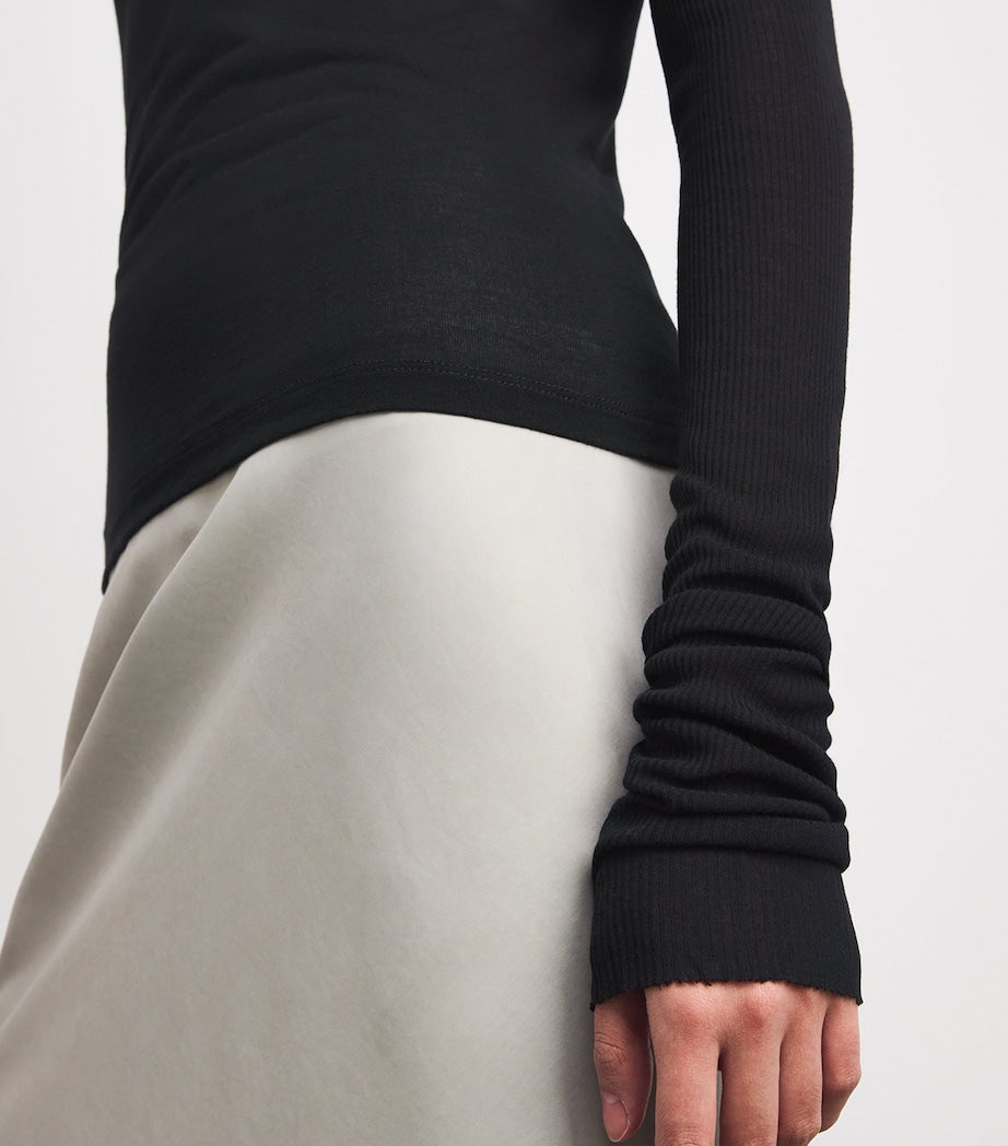 Rick Owens Black One-Shoulder Ziggy Crop Top