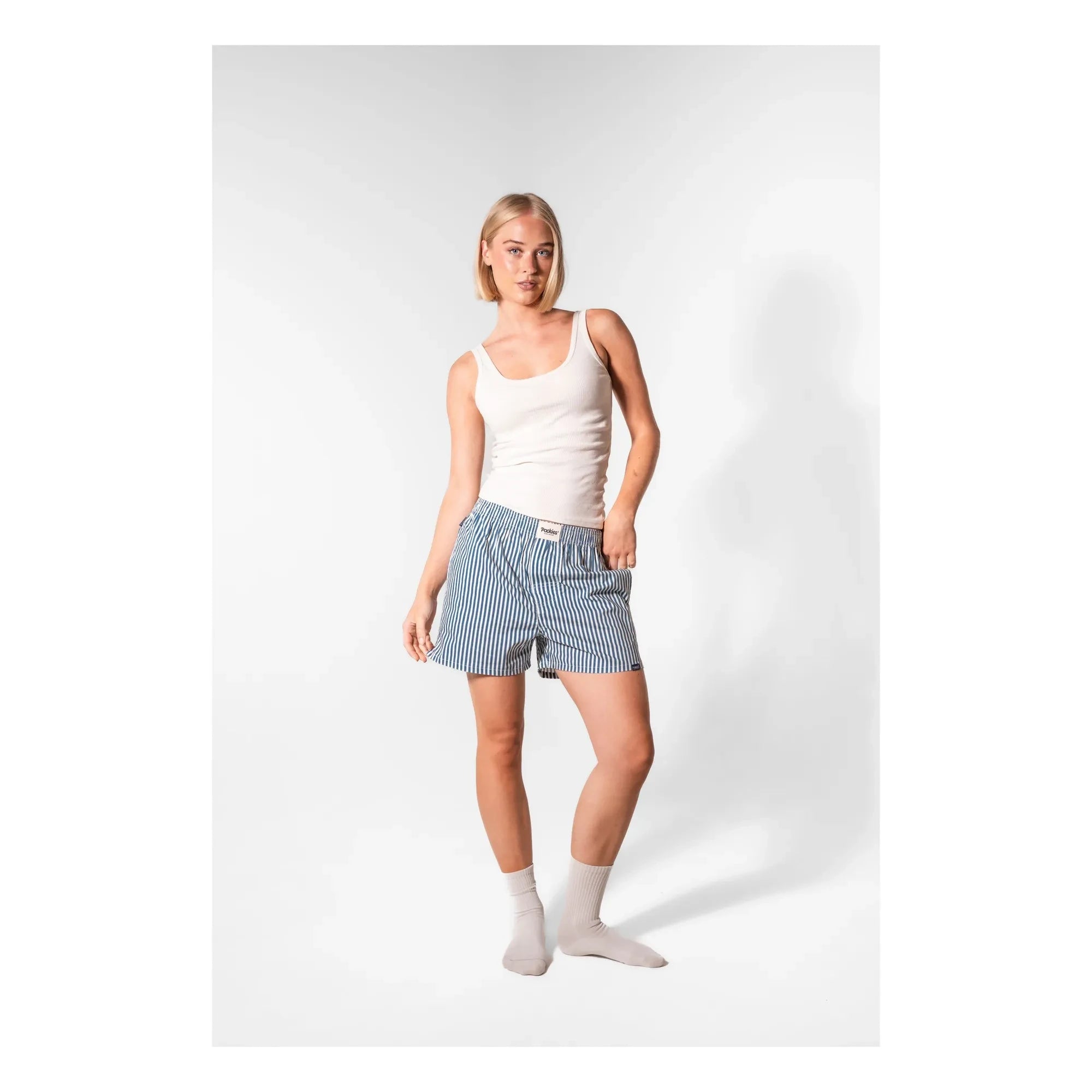 Pockies - Boyfriend Striped Boxers | Blue