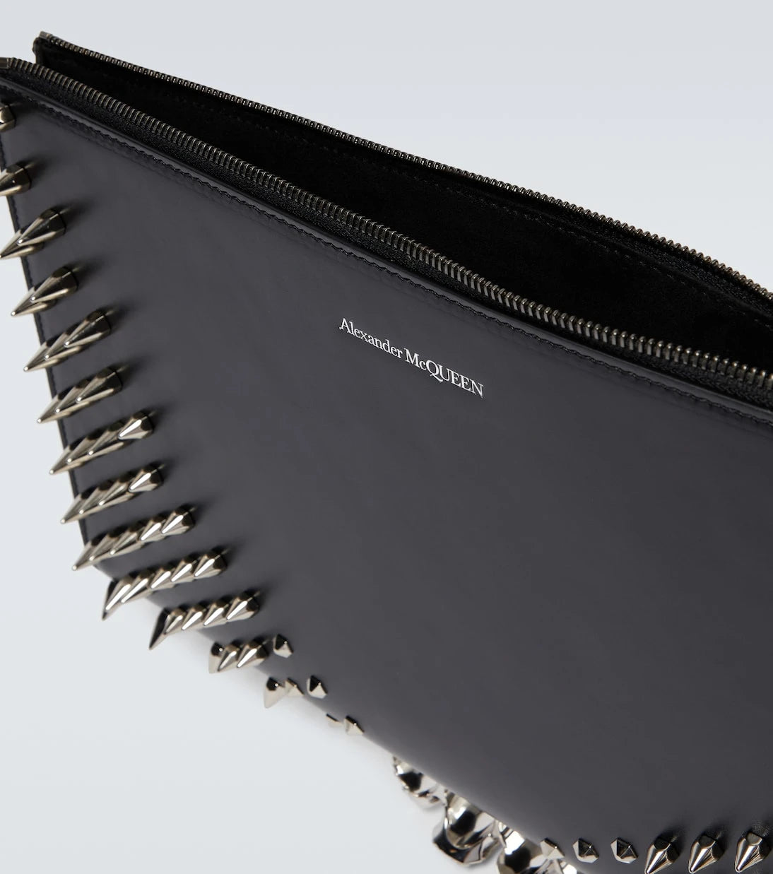 McQueen - Four-Ring embellished leather clutch
