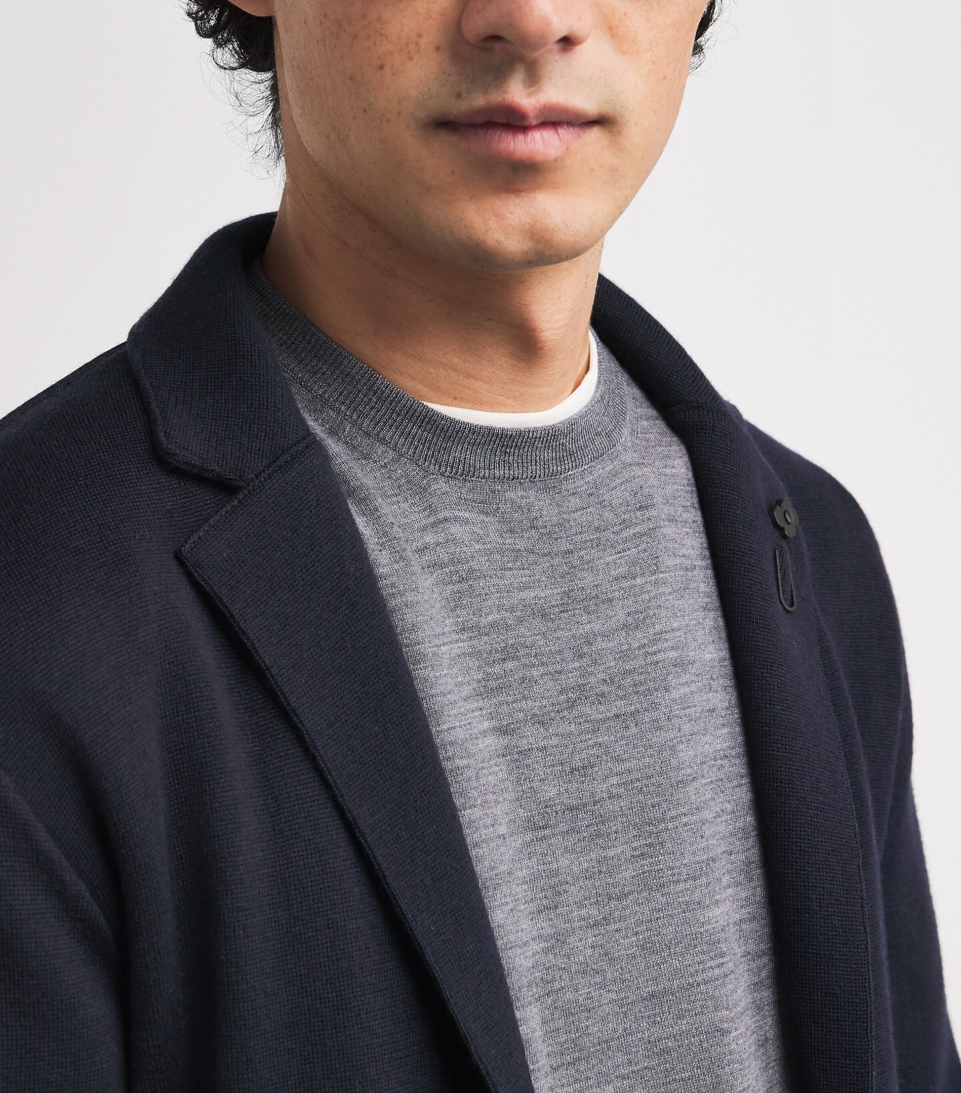 Lardini Navy Virgin Wool Knitted Blazer