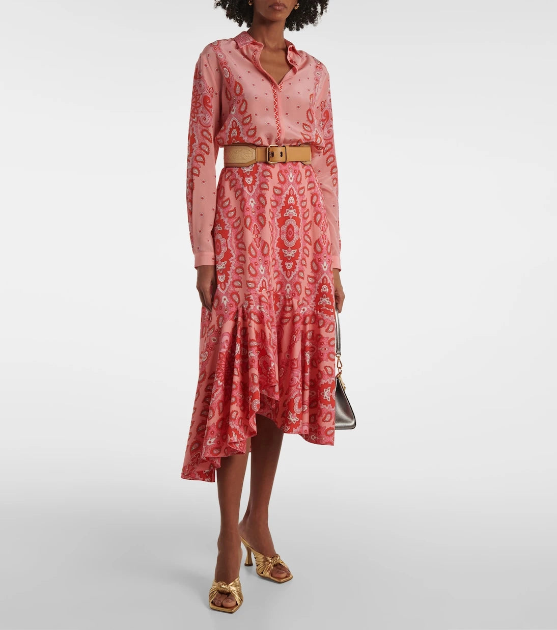 Etro - Paisley asymmetric cotton midi skirt