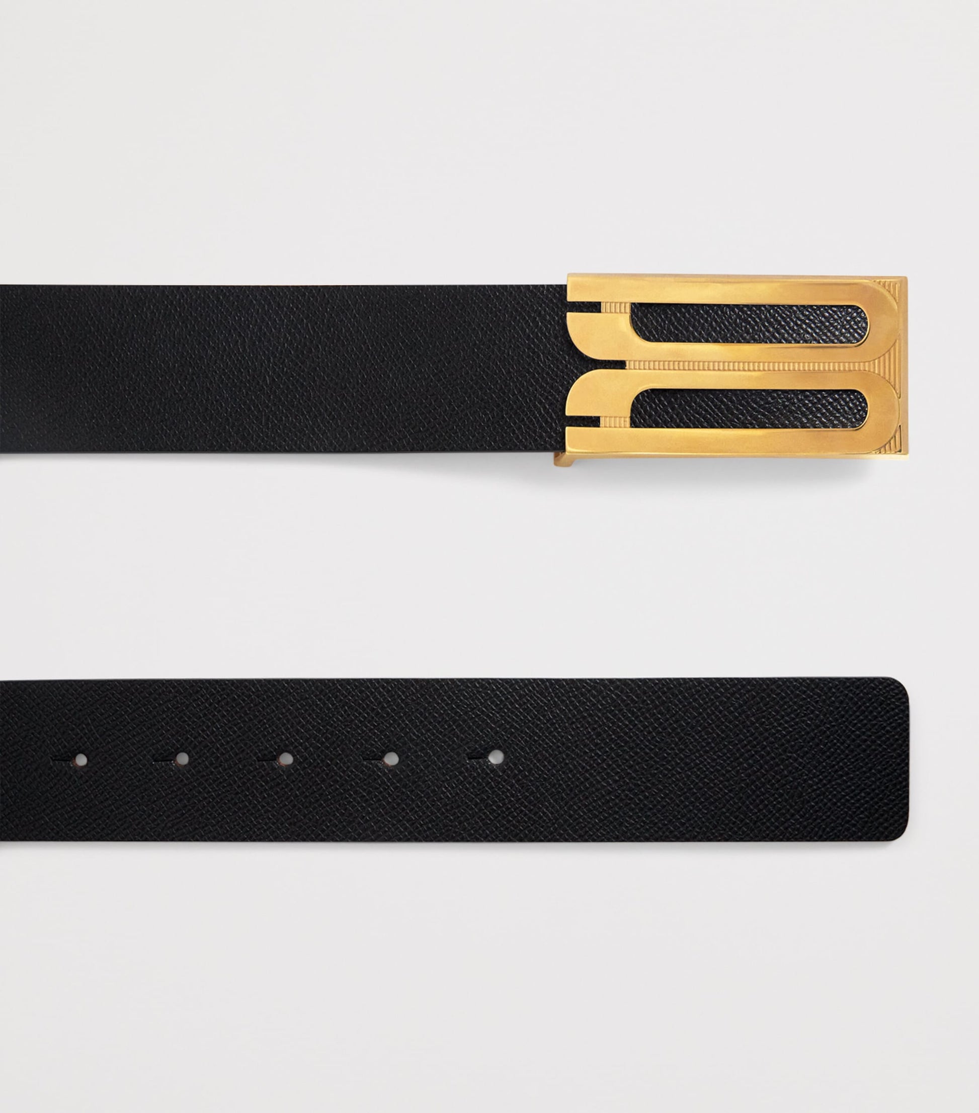 Victoria Beckham Grained Leather Jumbo B-Buckle Belt