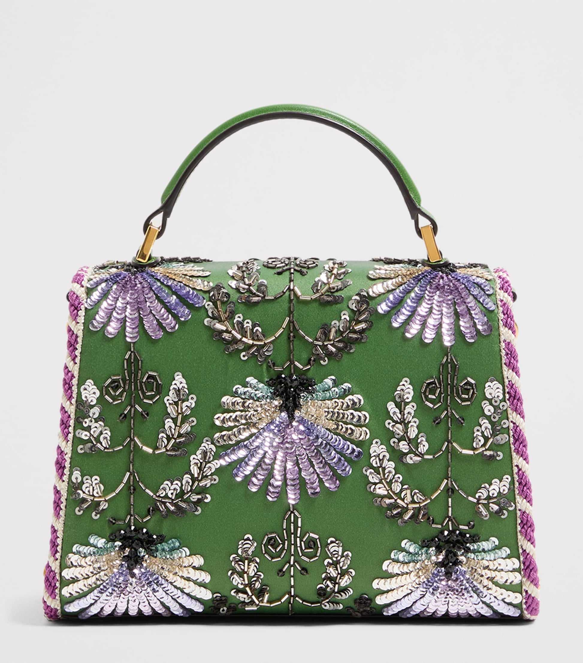 Valentino Garavani Green Mini Leather Embellished Top-Handle Bag