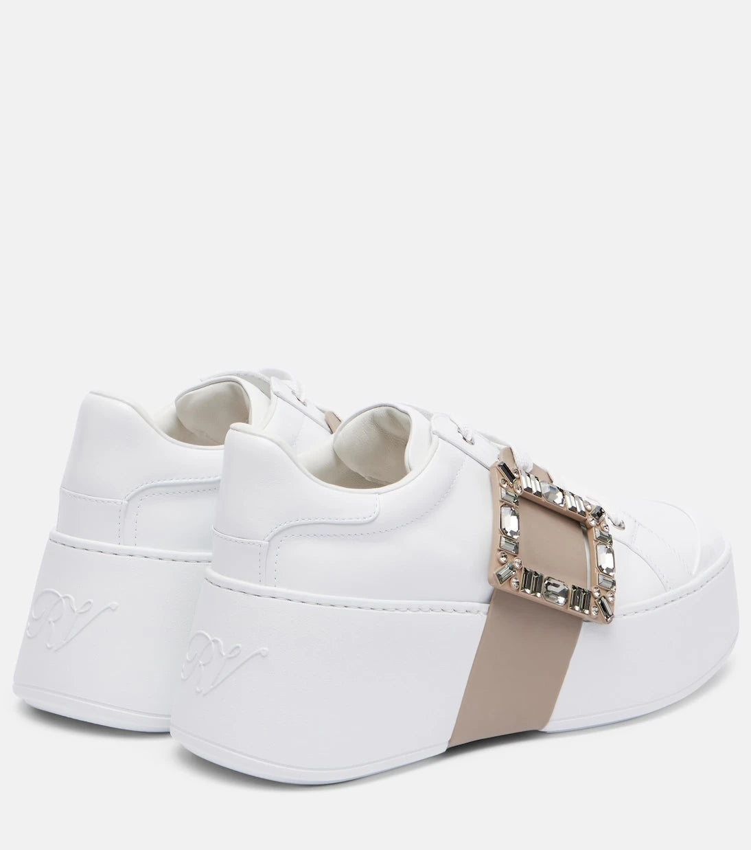 Roger Vivier - Viv' Skate embellished leather sneakers