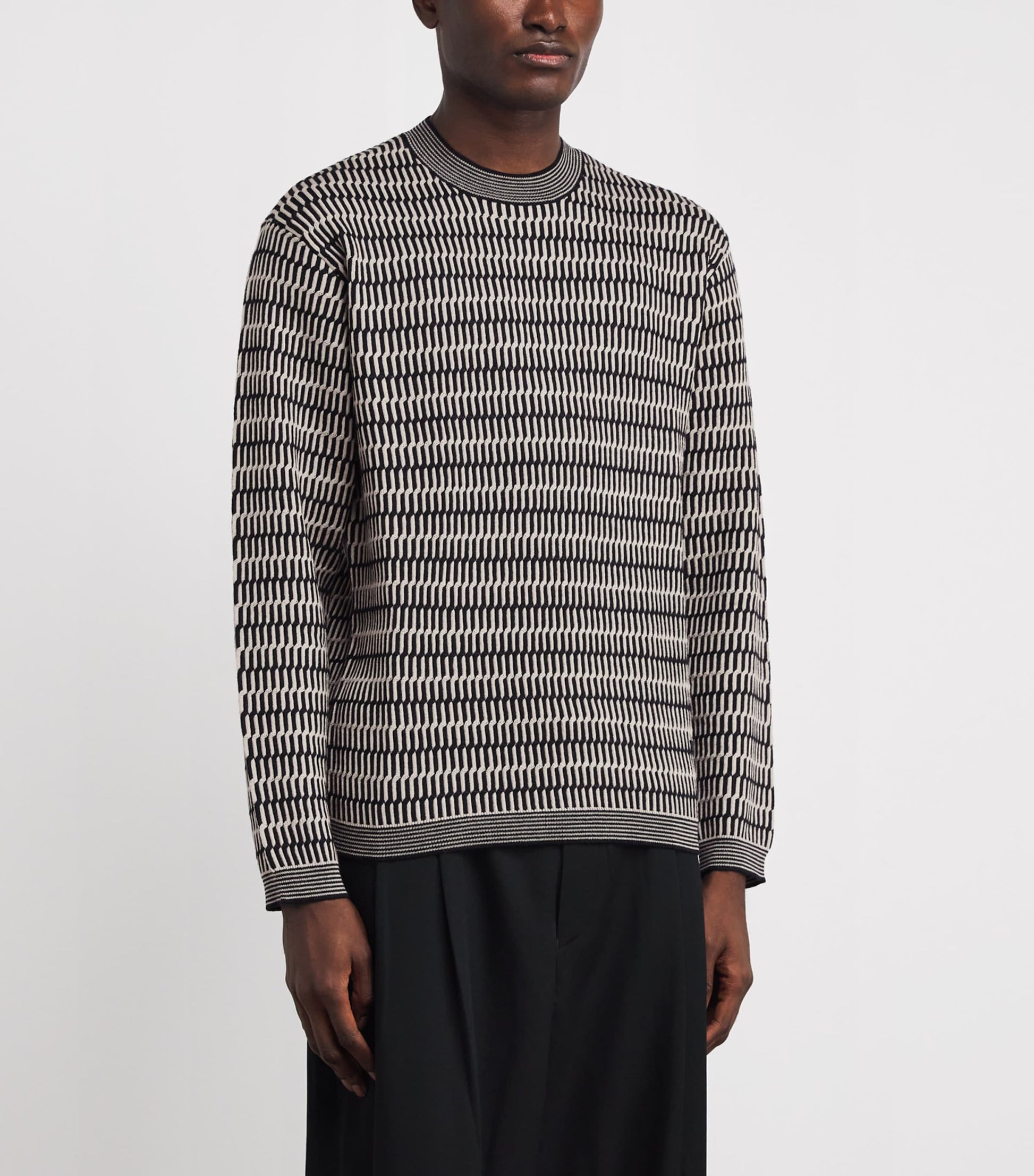 Emporio Armani Multi Virgin Wool Geometric Jacquard Sweater