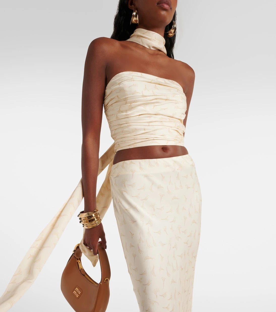 Rotate - Printed scarf-detail bandeau top