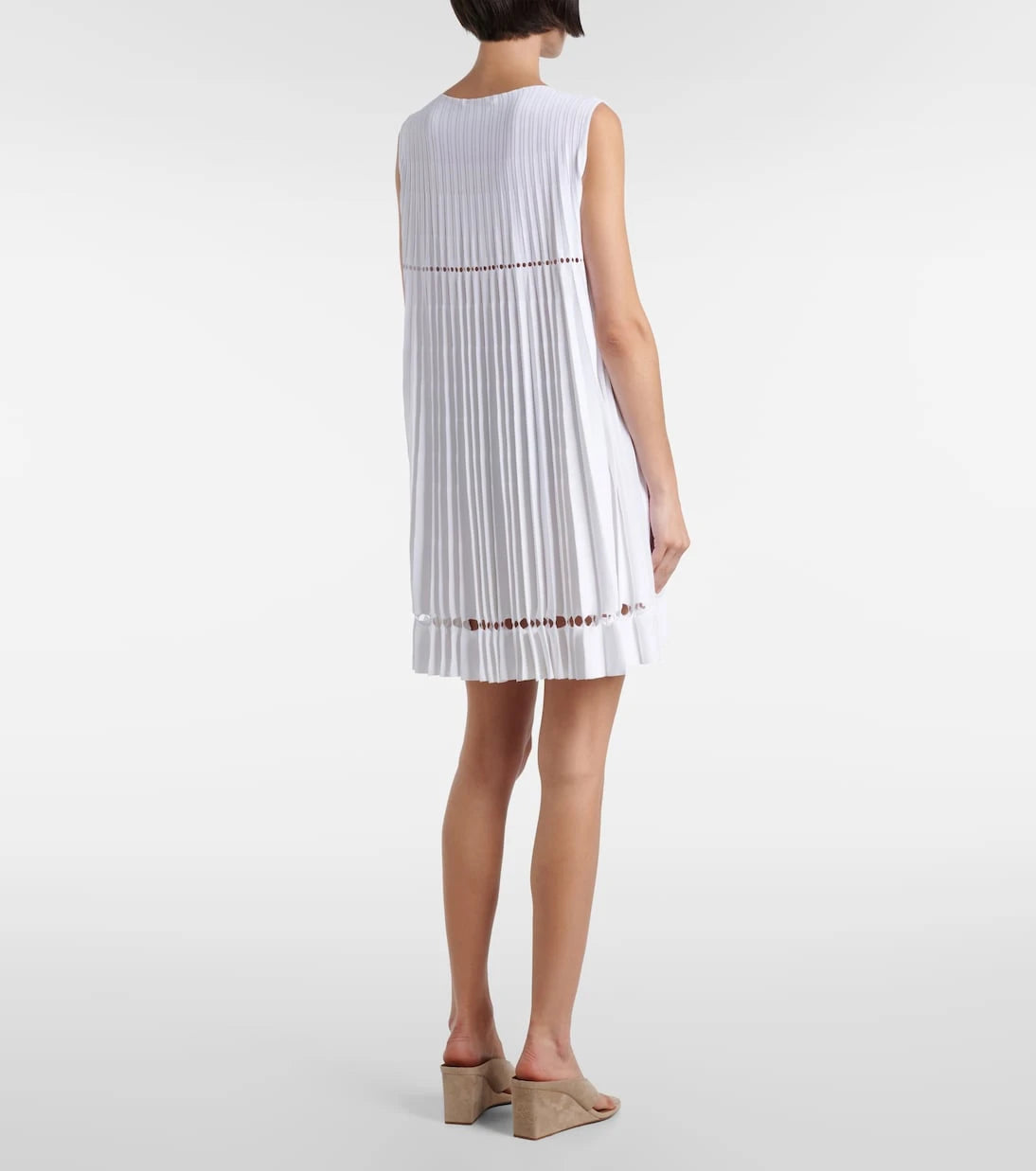 Alaïa - Plissé pointelle minidress