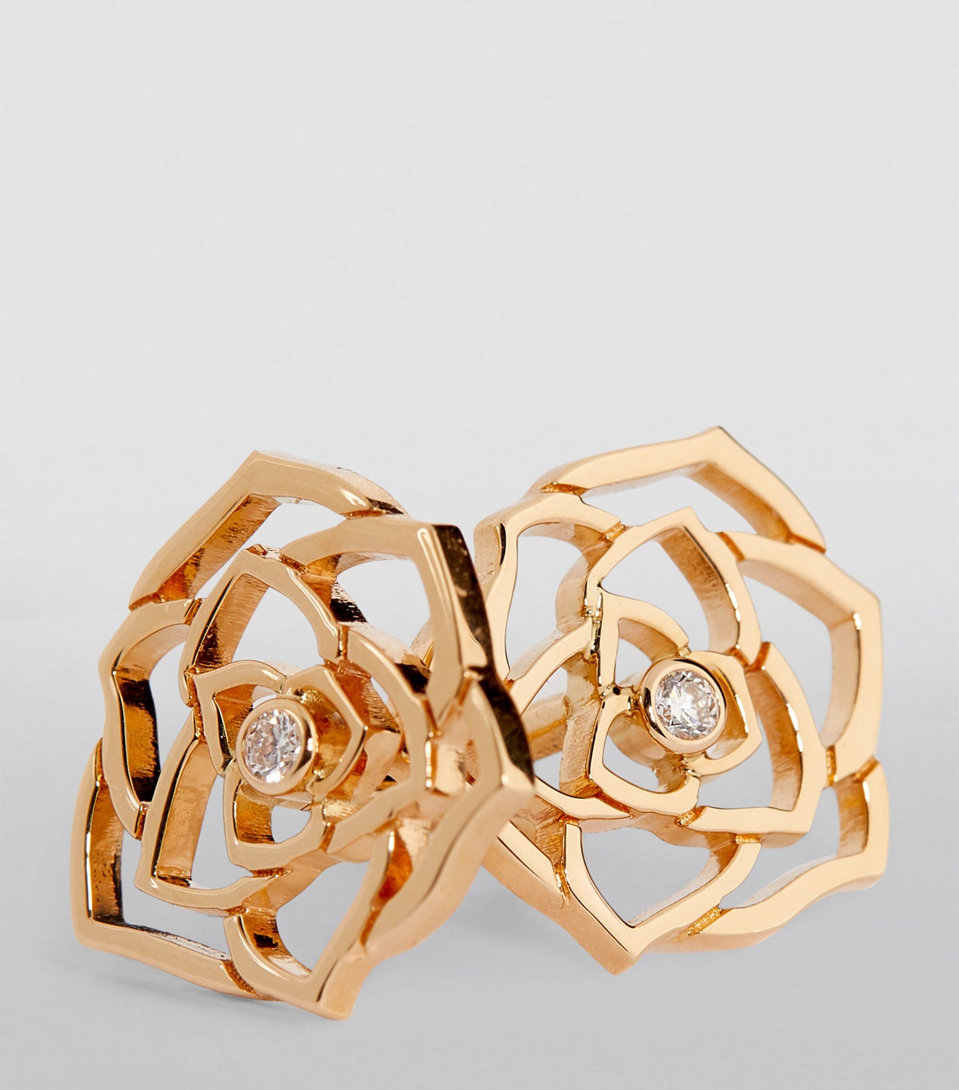 Rose Gold and Diamond Rose Earrings