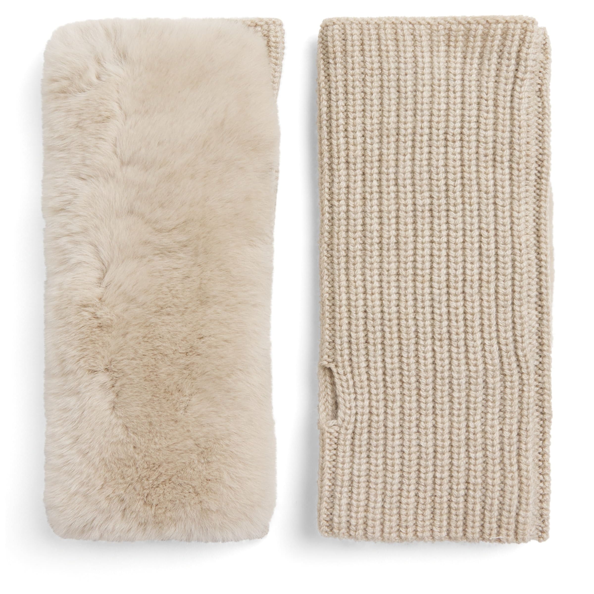 Yves Salomon Beige Rex Rabbit Mittens