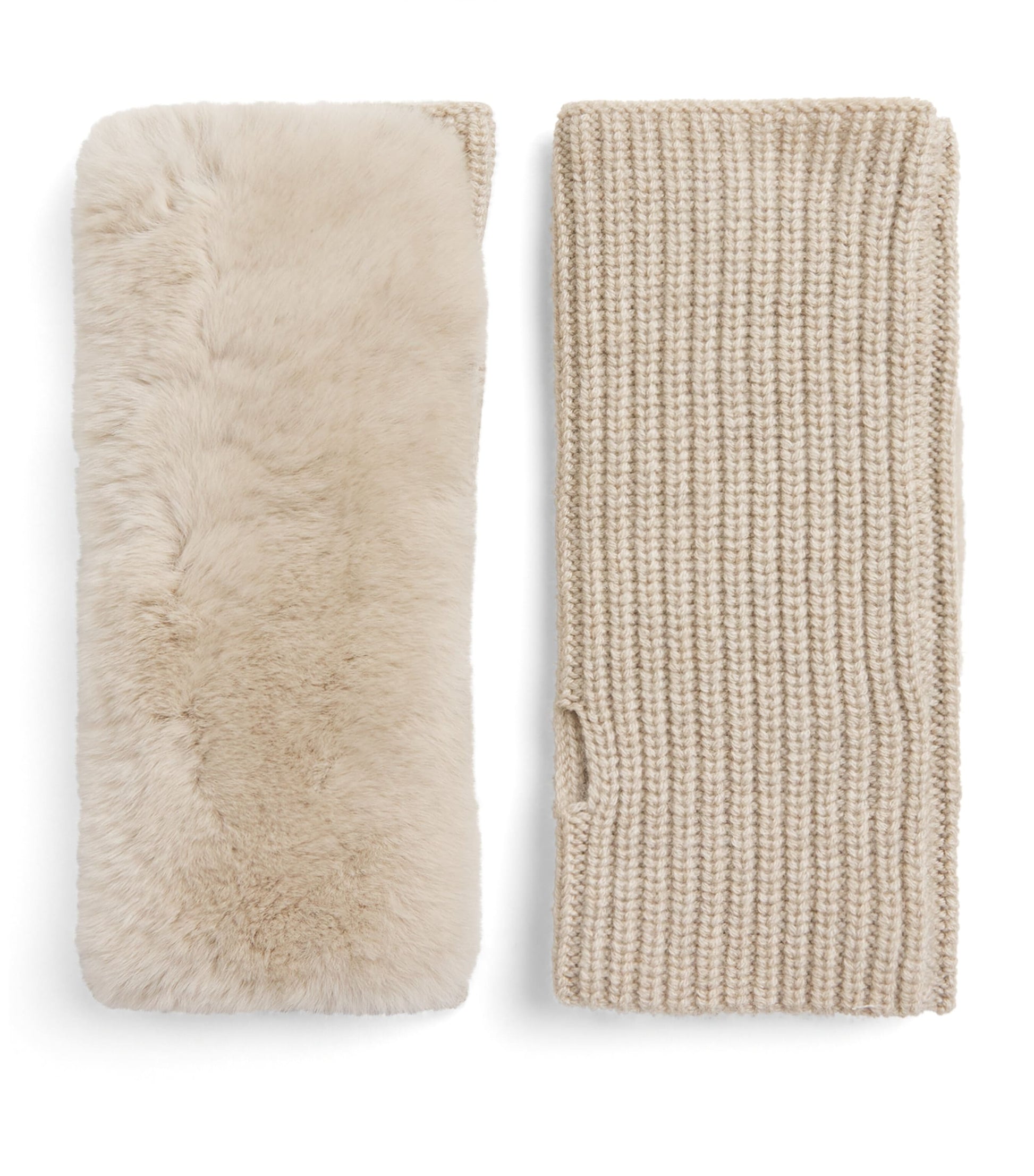 Yves Salomon Beige Rex Rabbit Mittens