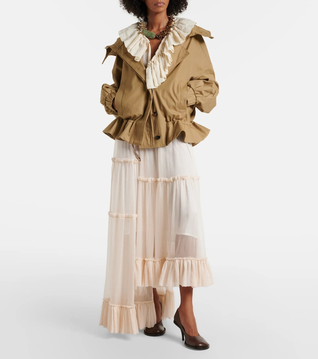 Dries Van Noten - Ruffled asymmetric silk maxi skirt