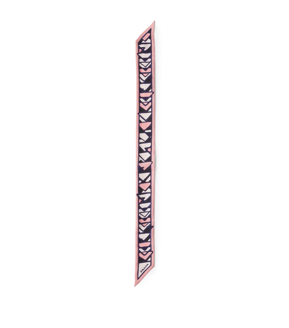 Prada Pink Silk Triangle Print Skinny Scarf