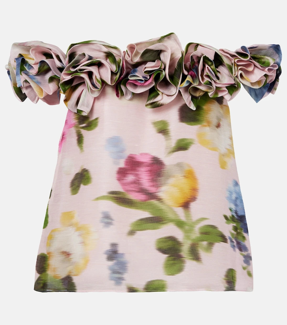 Carolina Herrera - Floral off-shoulder linen and silk top