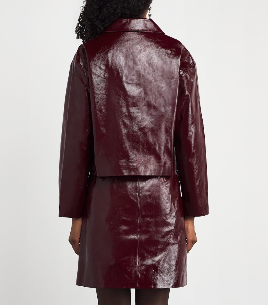 Self-Portrait Burgundy Patent Leather Jacket