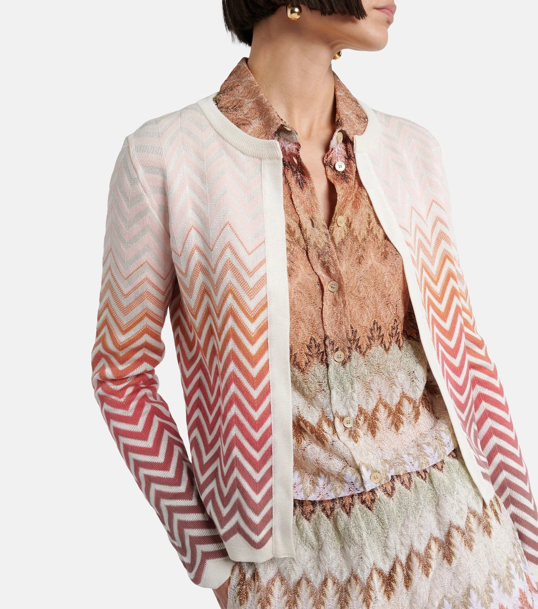 Missoni - سترة كارديغان قطنية مخلوطة بنمط متعرج