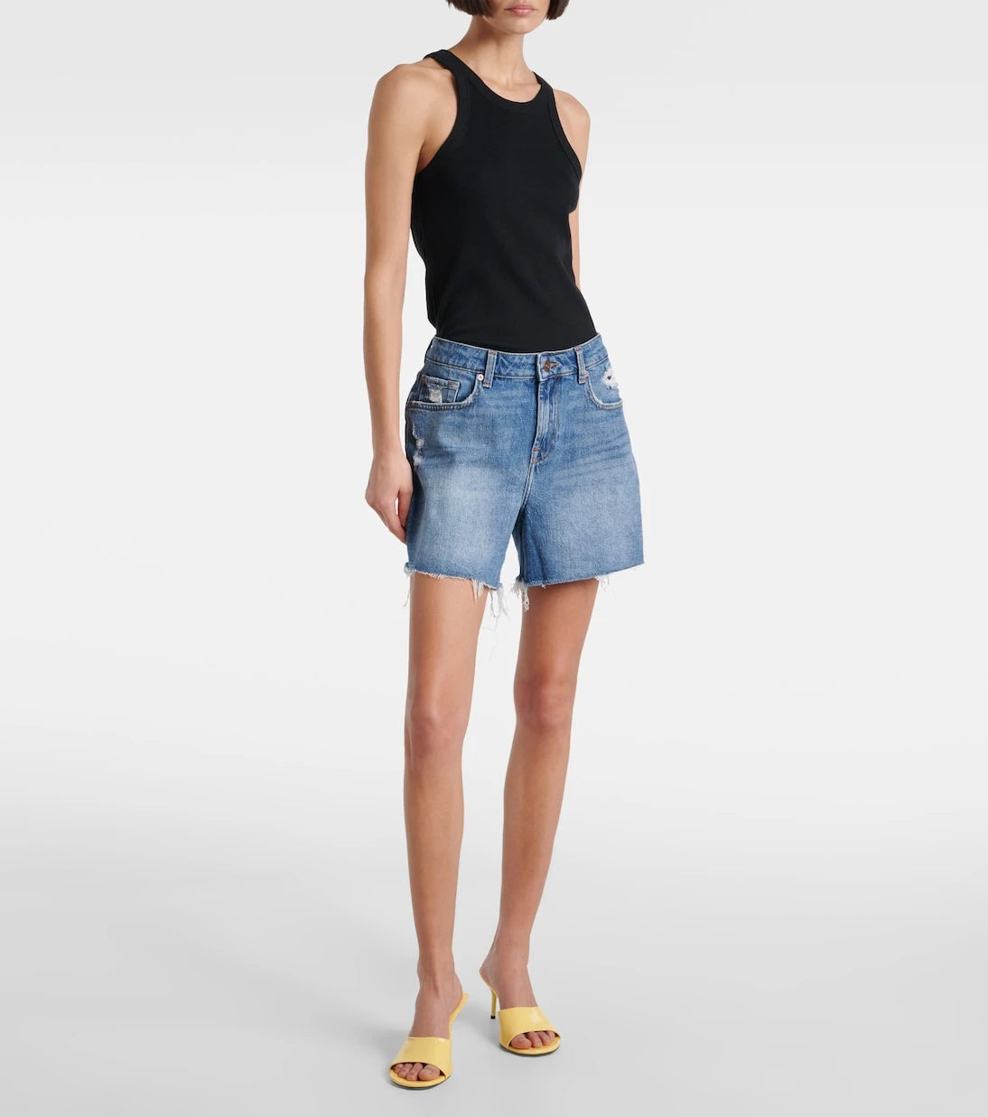 7 For All Mankind - Distressed mid-rise denim shorts