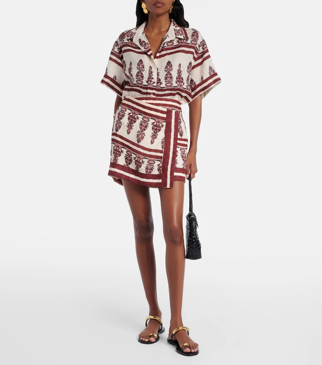 Johanna Ortiz - Printed linen wrap skirt