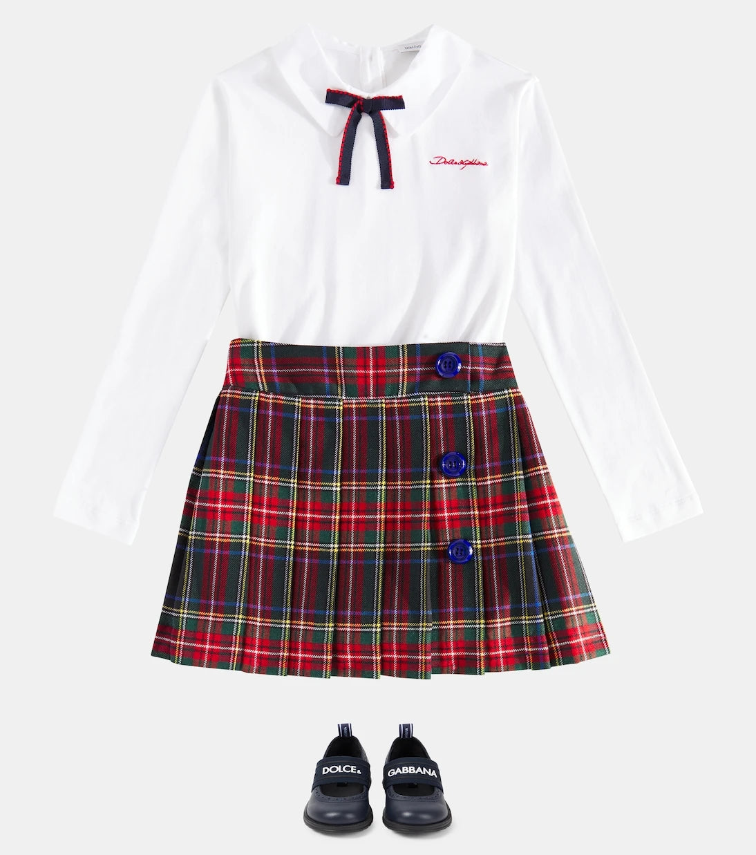 Dolce&Gabbana Kids - تنورة تارتان من مزيج الصوف