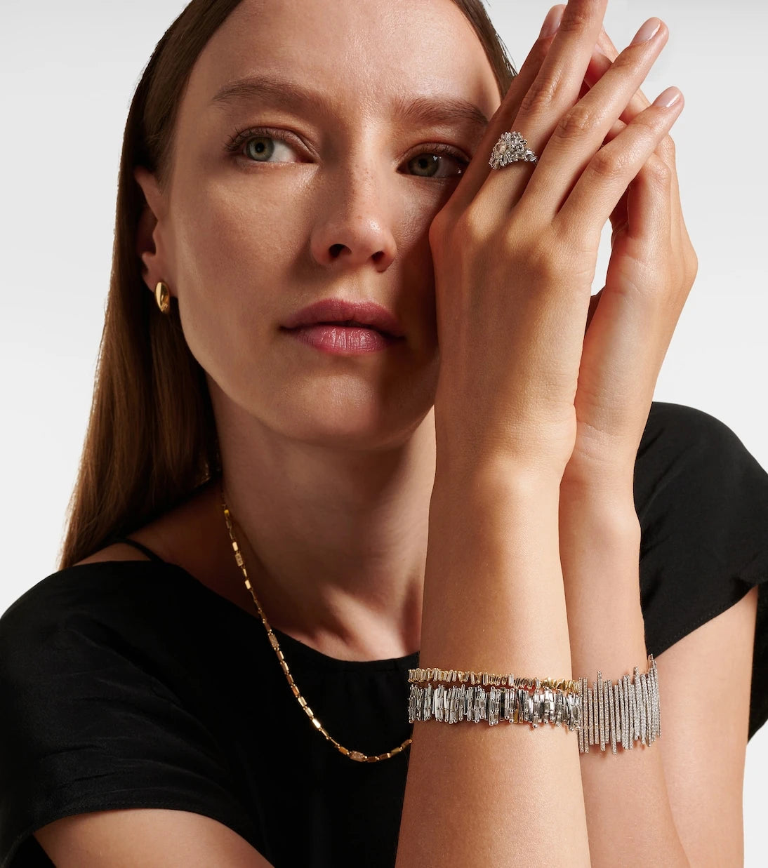 Suzanne Kalan - Classic Milli 18kt white gold bangle with diamonds