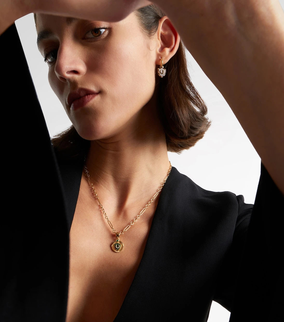 FoundRae - 18kt gold necklace with emerald and diamonds