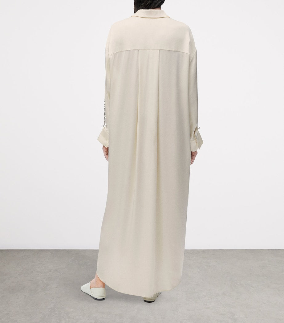 LOEWE White EXCLUSIVE Silk Satin Donut Chain Silver Capsule Shirt Dress