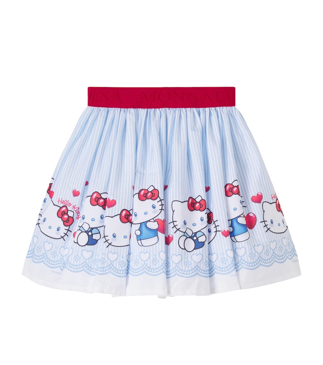 Monnalisa - تنورة قطنية مخططة بتصميم Hello Kitty
