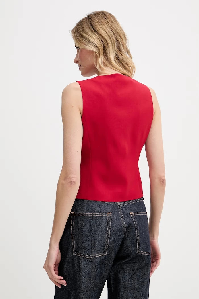 Tommy Hilfiger tek düğmeli yelek kadın yün katkılı