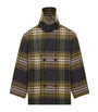 Grey Virgin Wool Check Pea Coat