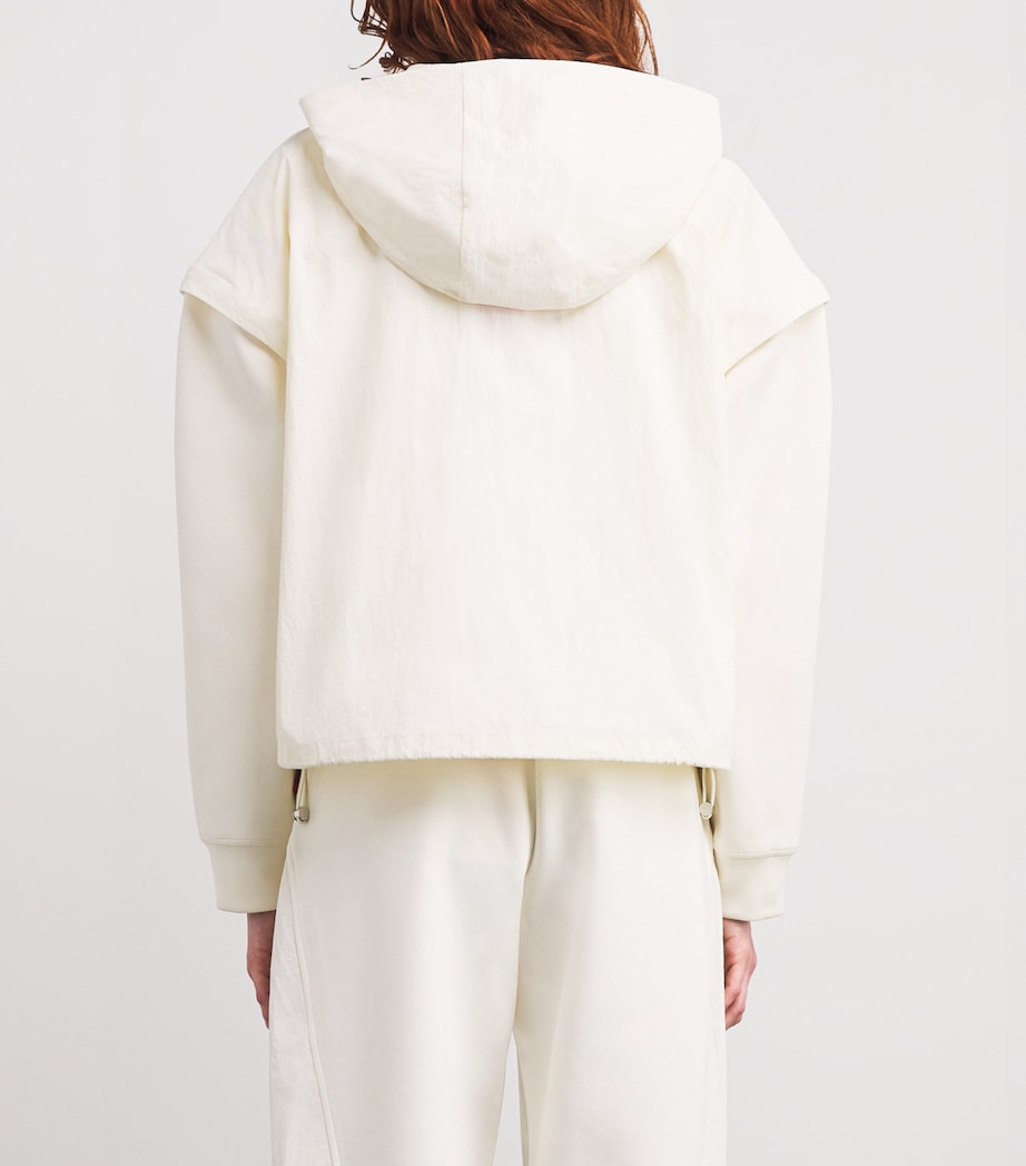 MAX&Co. White Cotton-Blend Jersey Hoodie