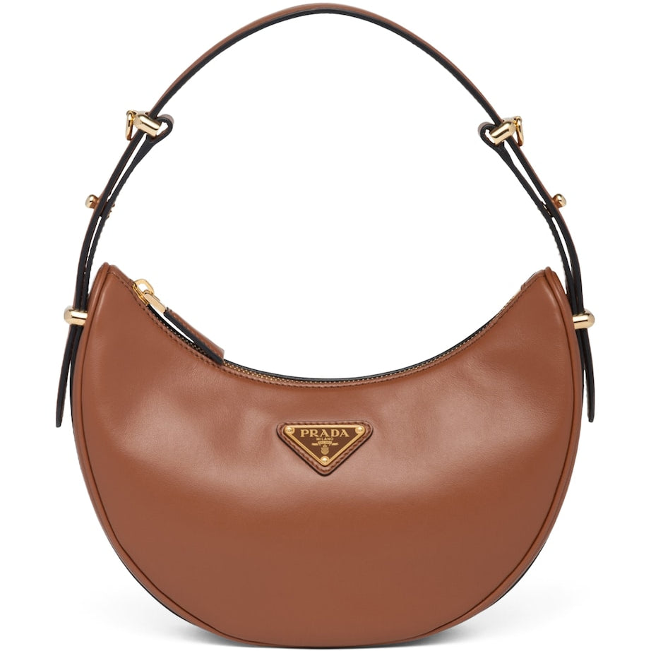 Prada Brown Leather Arqué Shoulder Bag