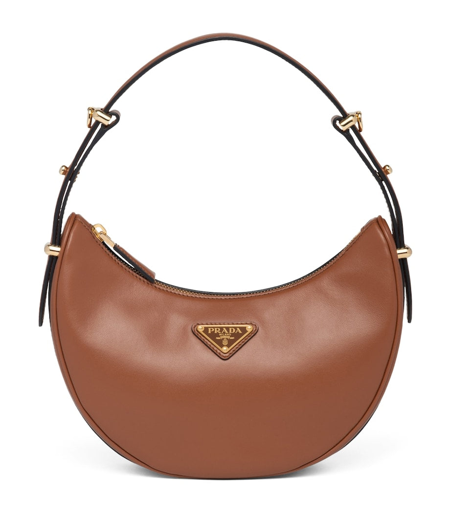 Prada Brown Leather Arqué Shoulder Bag