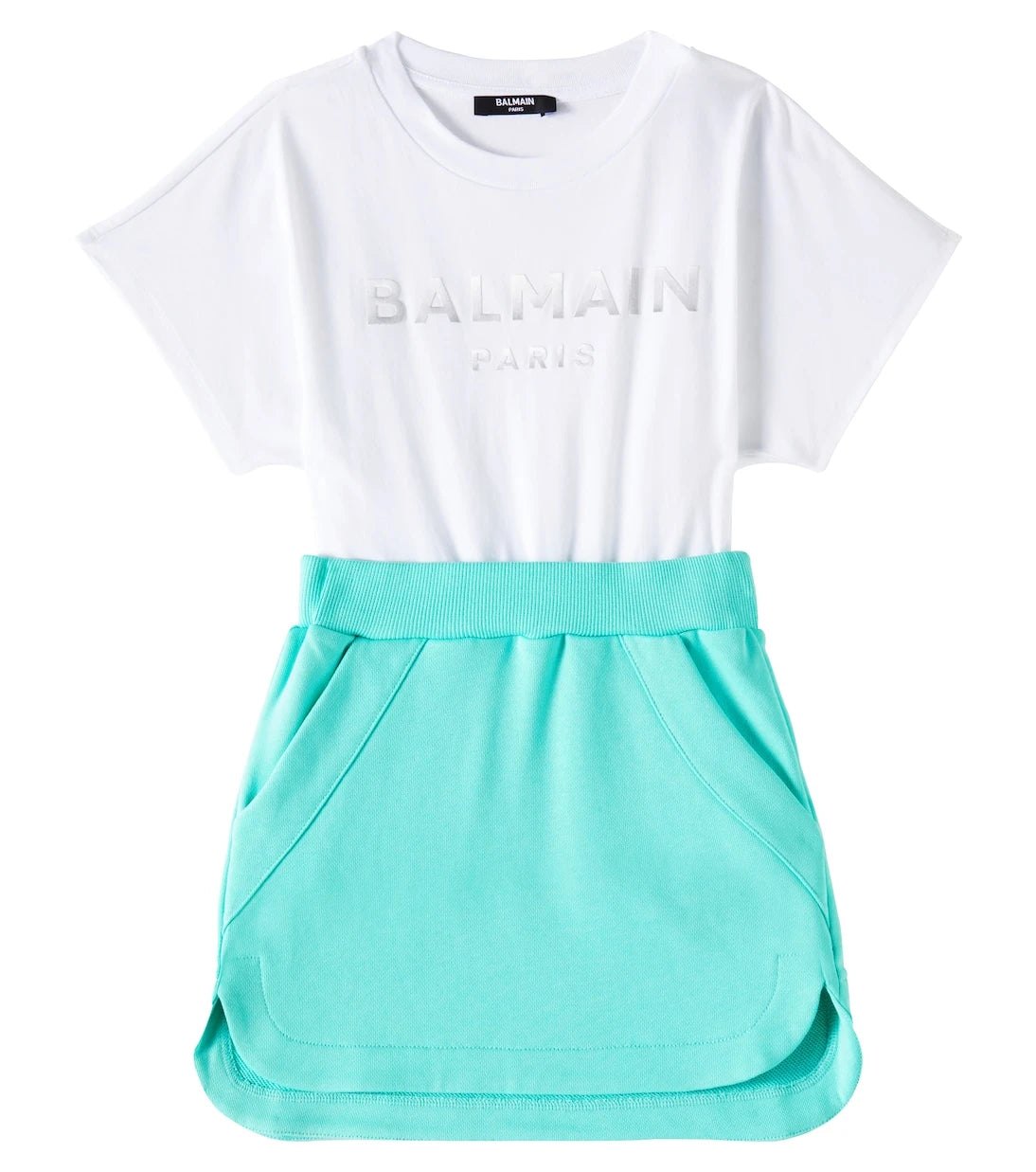Balmain Kids - فستان جيرسي قطني بشعار الماركة