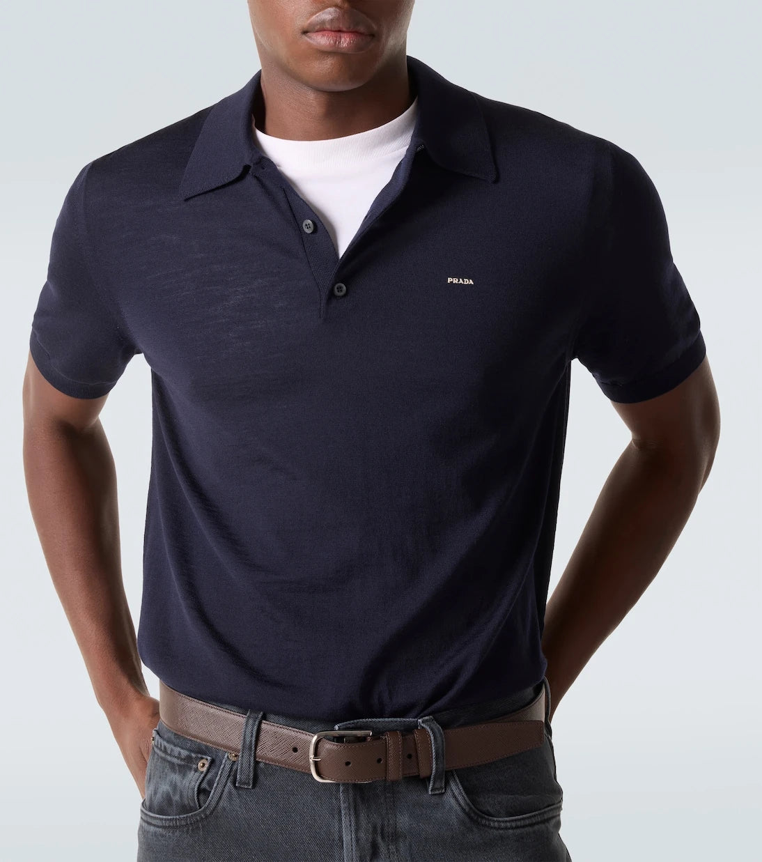 Prada - Logo virgin wool polo shirt