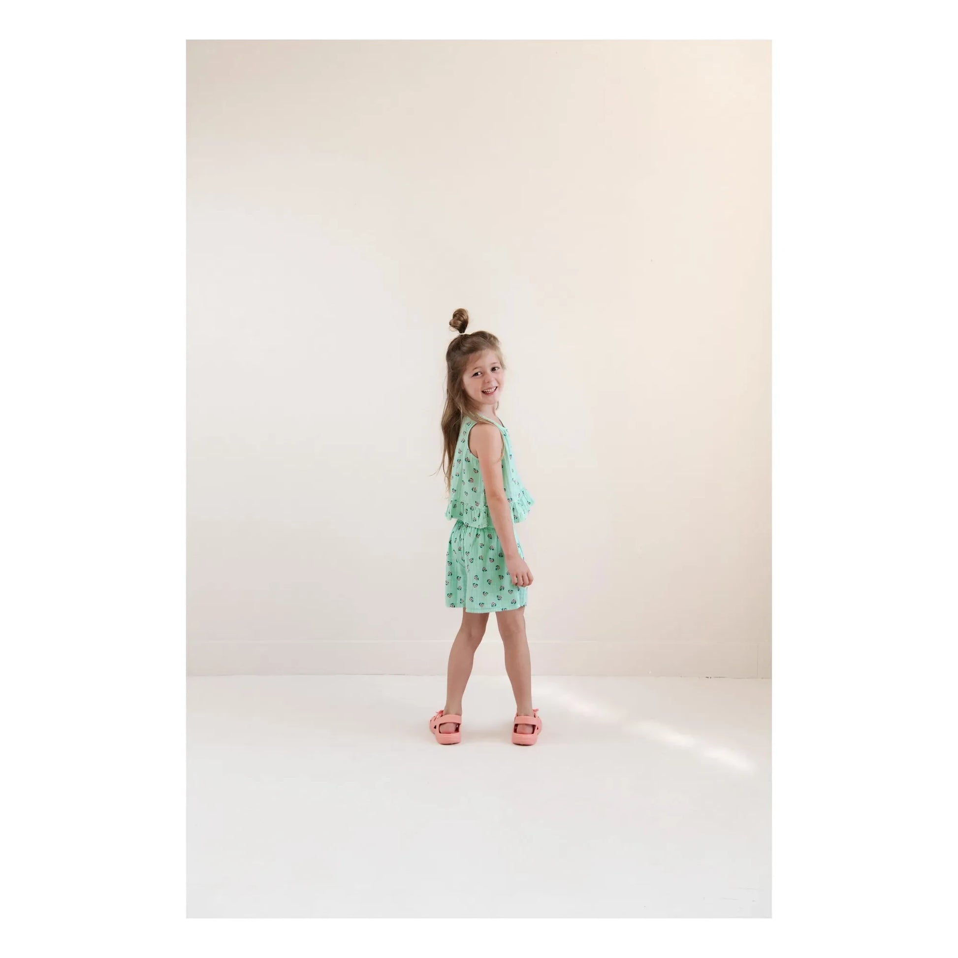 Jenest - Organic Cotton Flowered Summer Shorts | Turquoise