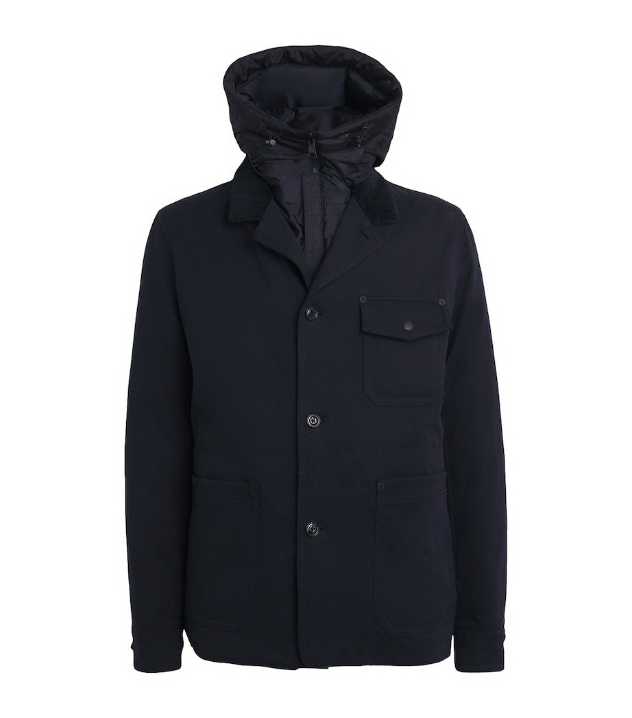 Moncler Blue Double-Layered Hooded Arras Jacket