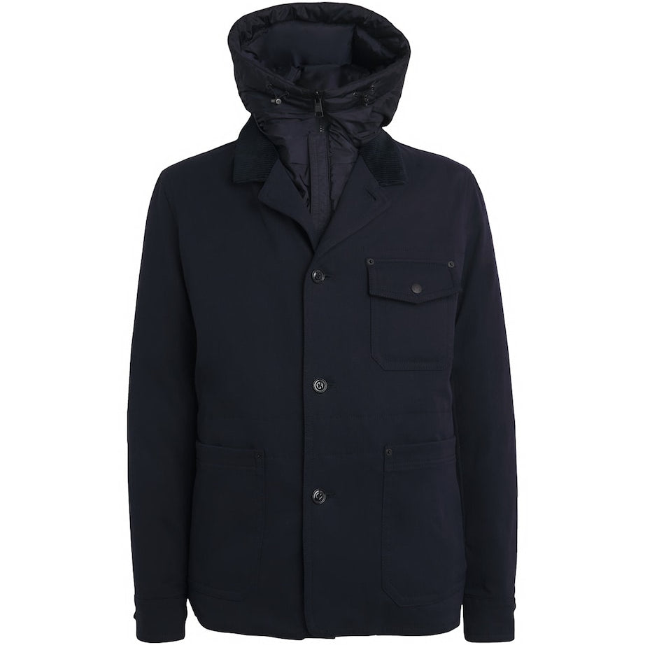 Moncler Blue Double-Layered Hooded Arras Jacket