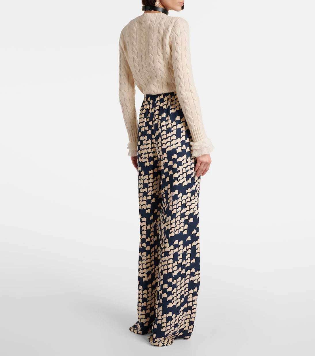 Valentino - Cady Couture printed wide-leg pants