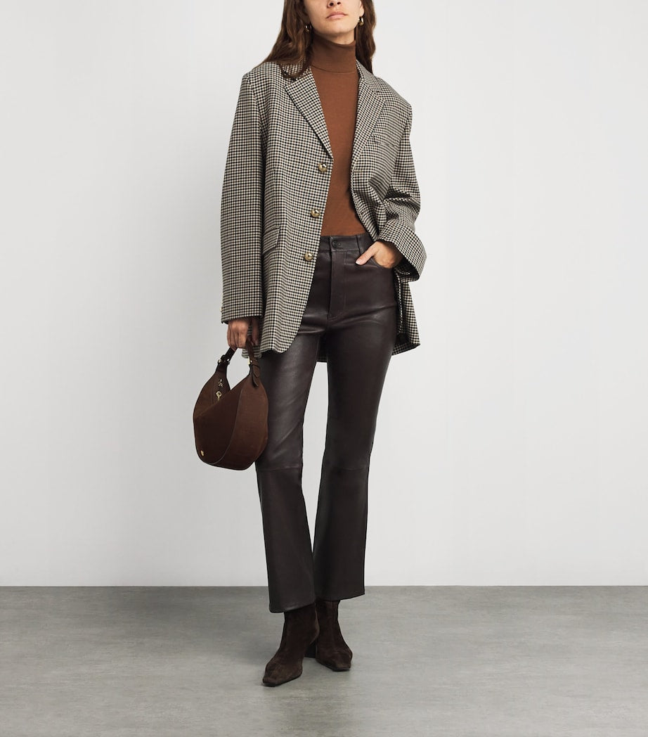 FRAME Black The Leather Reboot Crop Trousers