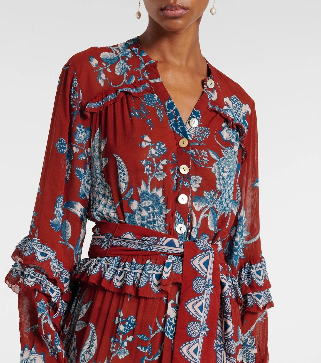 Farm Rio - Tropical Landing ruffled maxi dress