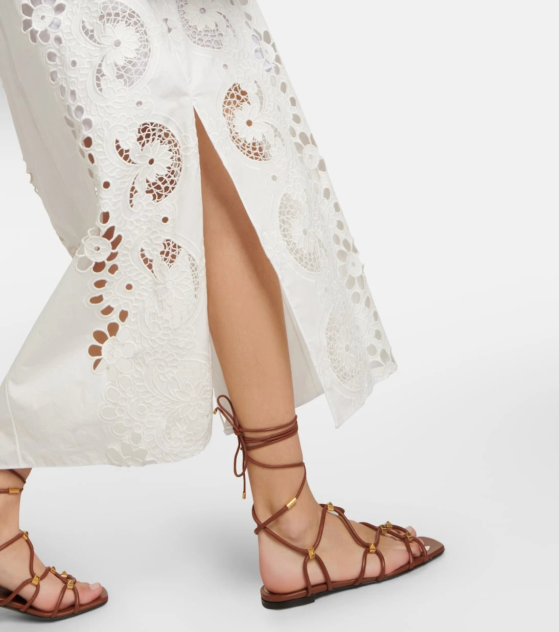 Valentino - Embroidered cotton midi dress