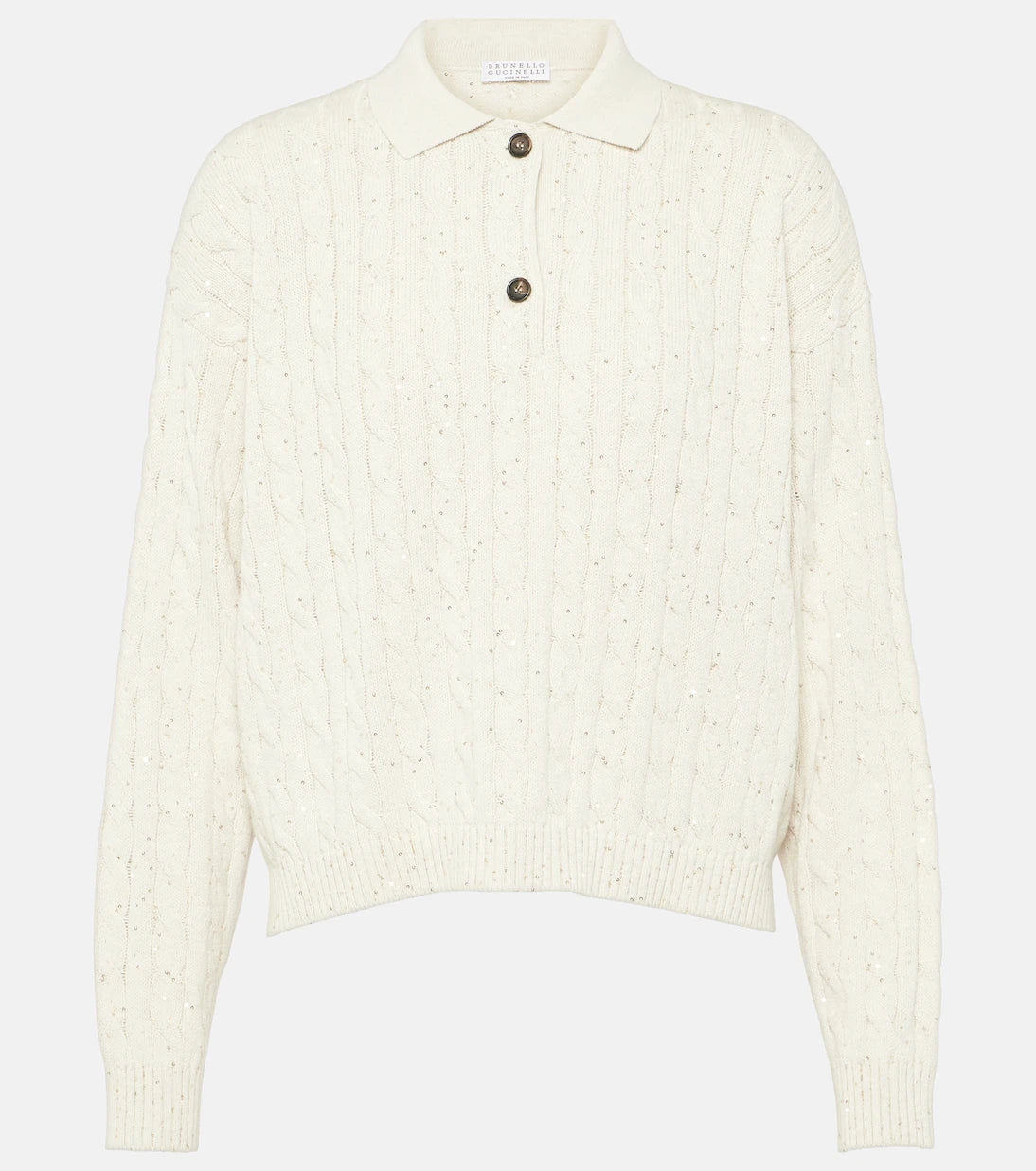 Brunello Cucinelli - Cable-knit cotton-blend polo sweater