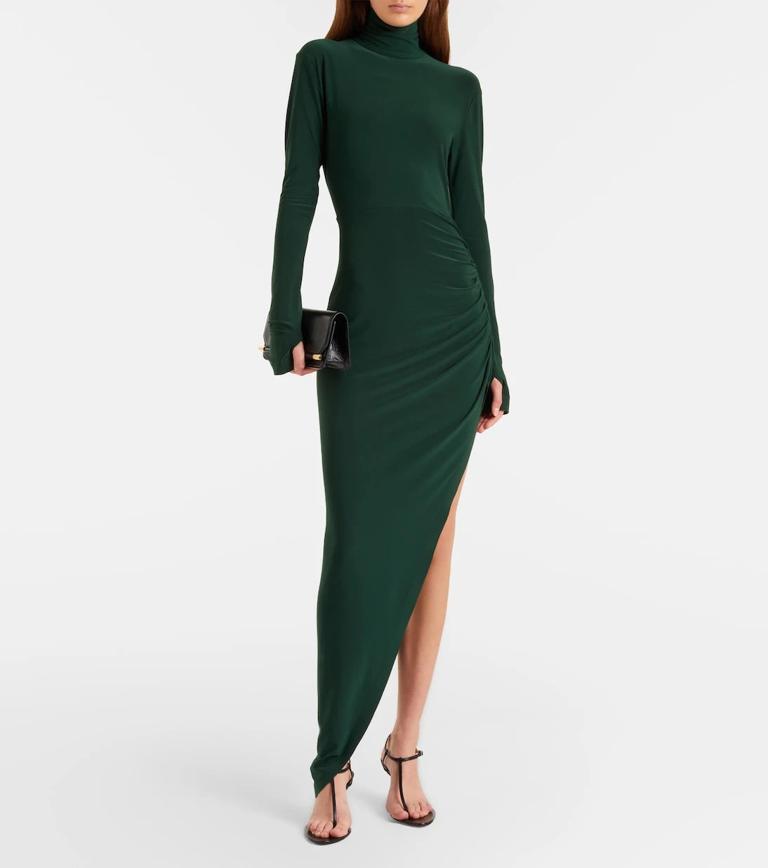 Norma Kamali - Asymmetric turtleneck maxi dress