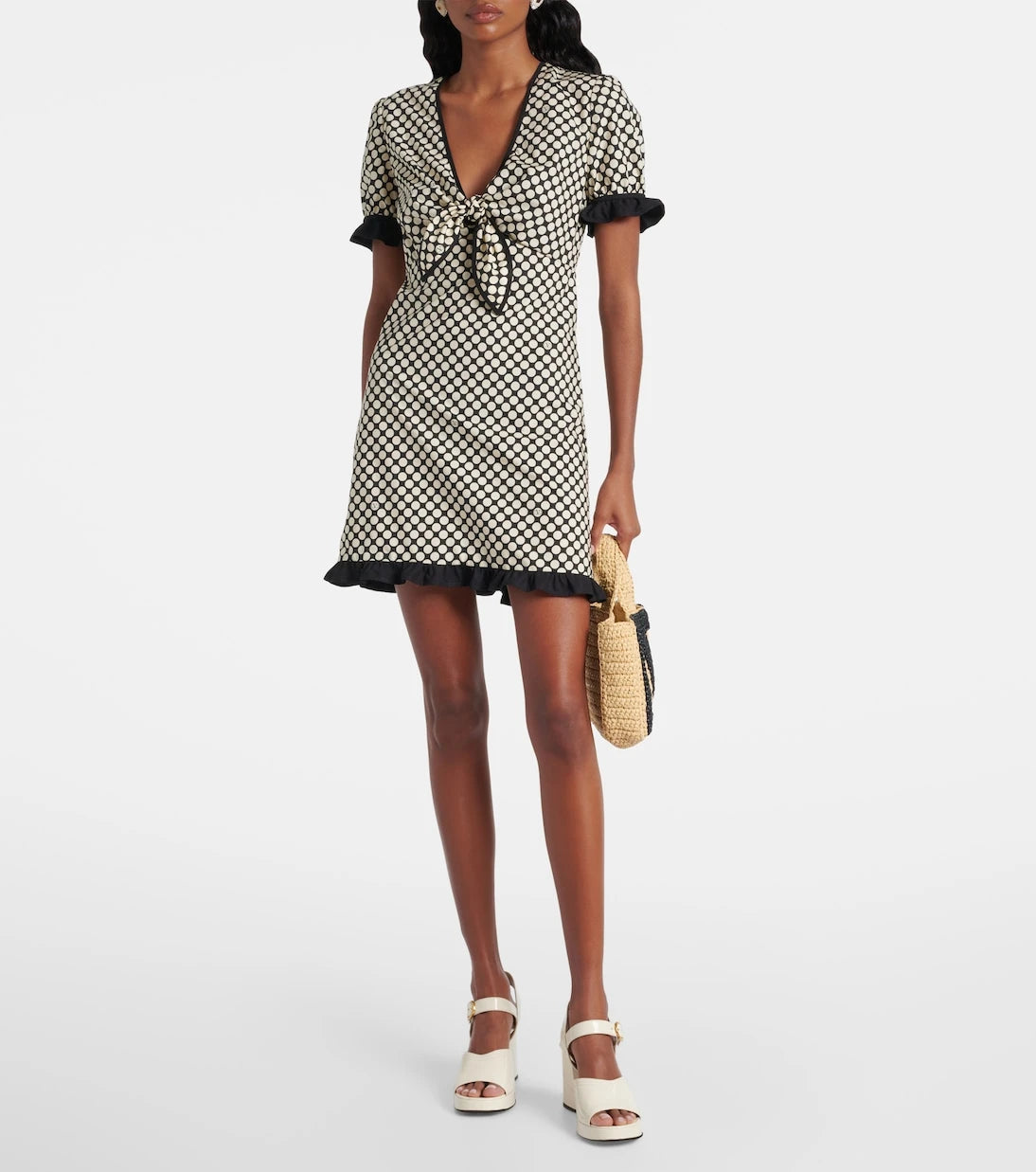 Valentino - Ruffled polka-dot cotton poplin minidress