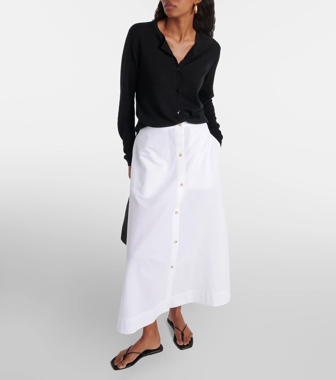 Toteme - High-rise cotton maxi skirt