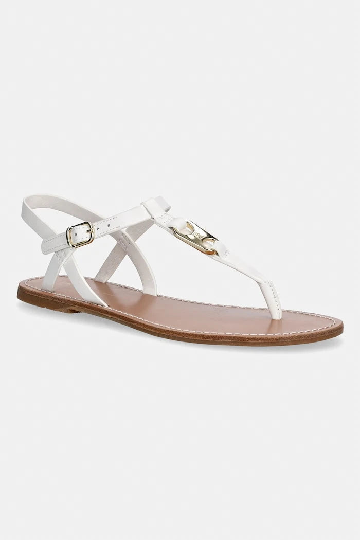 Tommy Hilfiger düz tabanlı kadın deri sandalet LEATHER THONG SANDAL