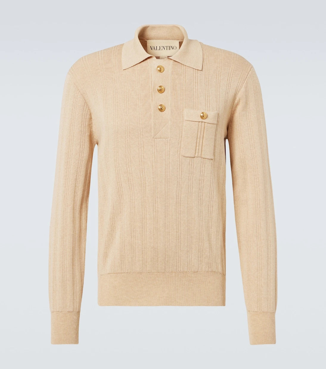Valentino - Ribbed-knit cotton polo sweater